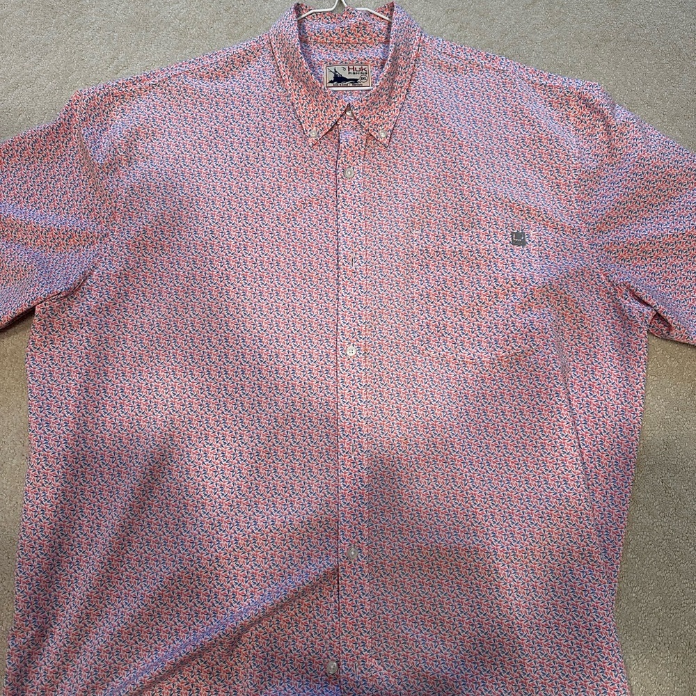 Huk Men’s Fishing Lure Patterned Button Down Shirt